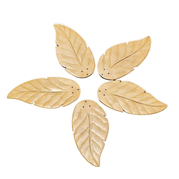 Hampton Bay Antigua 5 Palm Leaf Wood Replacement Fan Blades 24x12 No Hardware - Picture 1 of 5